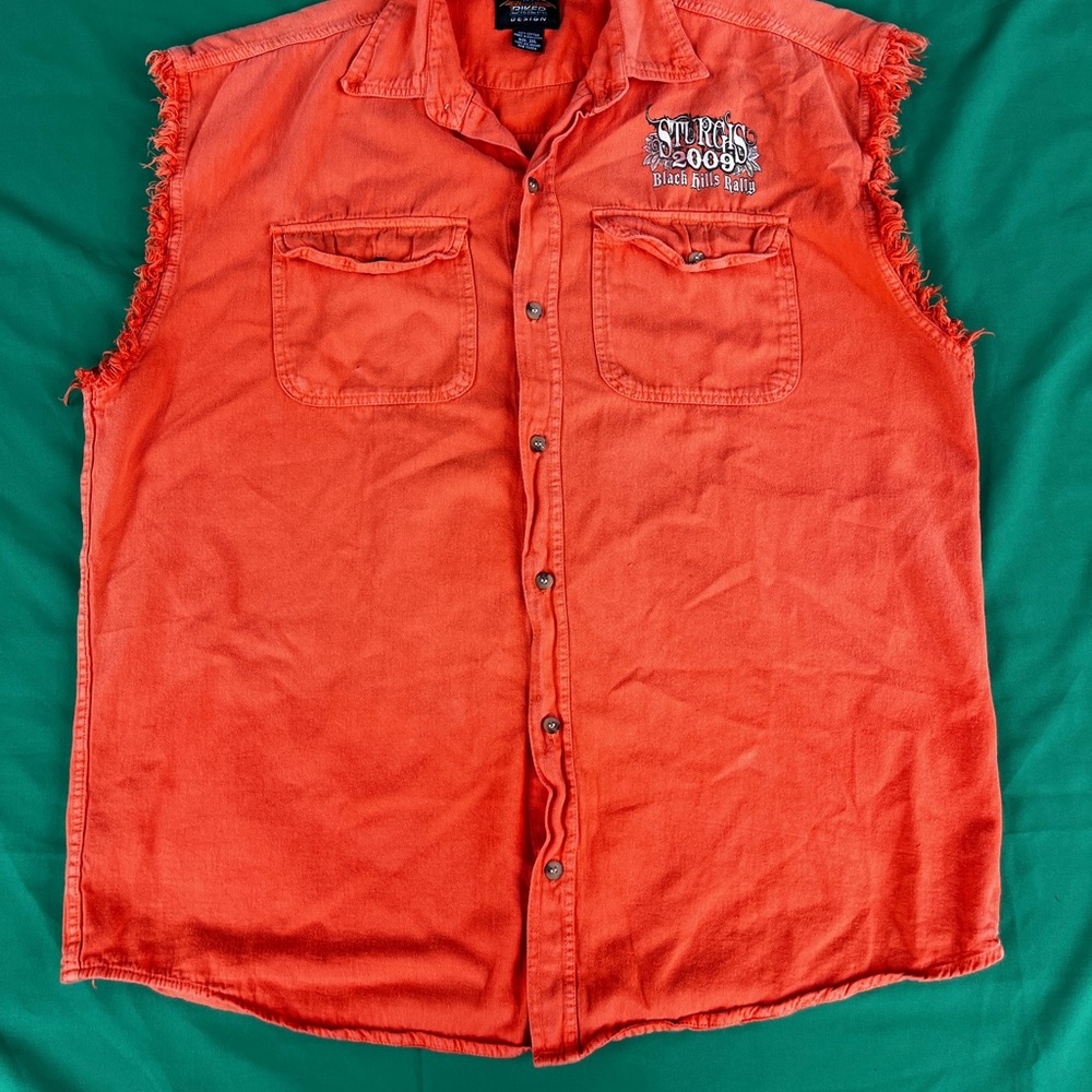 Sturgis Bike Week Sleeveless Shirt Mens 3XL Orange 2009 Black Kills Rally -CR1-